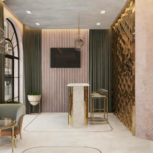 Armoire <span class=keywords><strong>de</strong></span> présentation <span class=keywords><strong>de</strong></span> <span class=keywords><strong>salon</strong></span> <span class=keywords><strong>de</strong></span> coiffure en acier inoxydable moderne minimaliste <span class=keywords><strong>de</strong></span> luxe personnalisable, style rétro, éclairage LED, design mural - Product Image 4