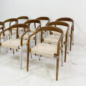 Sedie da pranzo nordiche in legno massello, poltrone retrò nordiche, sedie con schienale, sedie con intreccio in corda, sedie da <span class=keywords><strong>scrivania</strong></span>, sedie in legno massello - Product Image 1