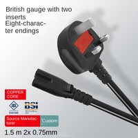 BS kabel daya tiga steker standar Inggris bersertifikat 1.5m inti tembaga Hong Kong colokan standar Inggris 13A nilai C7