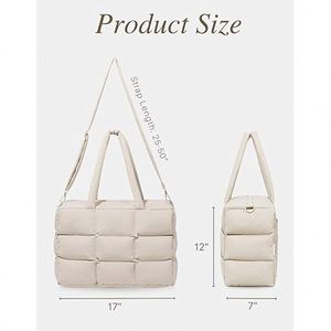 <b>Pillow</b> Printed Side Quilted Fabric Shoulder Nylon <b>Large</b> Custom Puff Puffy Quilts Puffer Tote Bag for Women - Product Image 4
