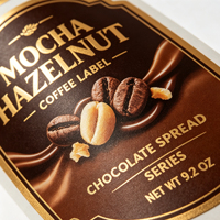 Étiquette personnalisée en feuille d'or pour pot de chocolat et café, autocollant imperméable en rouleau pour crème de cacao, beurre de noix et pâte à tartiner gourmande