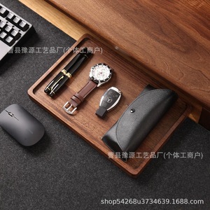 Black Walnut Solid Wood Desktop <b>Storage</b> <b>Tray</b> 4-7 Compartments Rectangle Office Organizer Home Use - Product Image 4