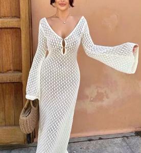 <span class=keywords><strong>Robe</strong></span> de plage en tricot d'été, vêtements de plage sexy, <span class=keywords><strong>robe</strong></span> longue tricotée à la main, <span class=keywords><strong>maillot</strong></span> de bain, couverture de plage en maille tricotée pour femmes - Product Image 1