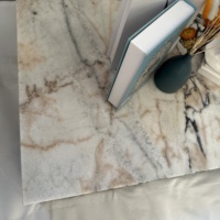 Meubles nordiques modernes en pierre naturelle pour le salon, socle en marbre Calacatta avec base en pierre bleue et galaxie, socle en marbre, table basse