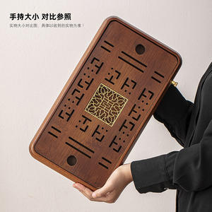 Bandeja de té de madera maciza natural con drenaje, pequeña mesa de té para el hogar, nuevo estilo chino, bandeja de drenaje, bandeja de té de madera - Product Image 4