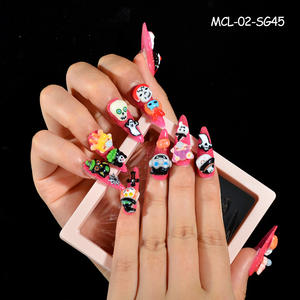 Venta al por mayor hecho a mano nuevo estilo resina joyería 3D <span class=keywords><strong>Antic</strong></span> Kawaii negro blanco cráneo prensa en las uñas postizas para uñas de Halloween - Product Image 2