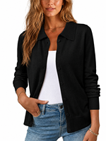 Damen Klassischer Strick-Cardigan mit Kragen und Knopfleiste, Langarm-Pullover mit Rundhalsausschnitt und Geripptem Saum, Lässige Oberbekleidung, OEM/ODM