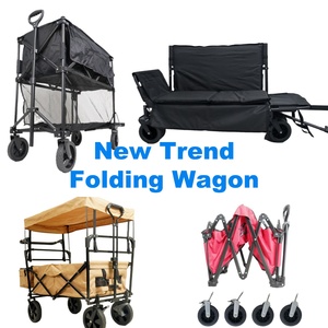 पेलेबल फोल्डेबल संलग्न चार-पहिया भारी शुल्क स्टील बीच पिकनिक गार्डन कार्ट ट्राली कैंटर कार्ट ट्राली कैंपिंग कार्ट कार्ट - Product Image 3