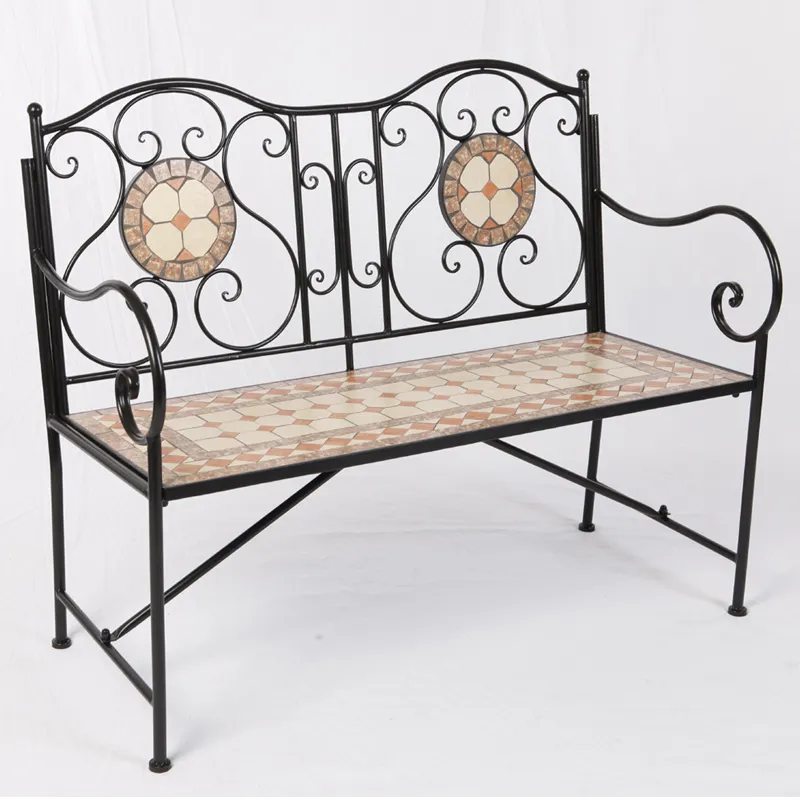 Уличный садовый классический керамический мозаичный стенд, металлическая трубка, двойное сиденье, стул