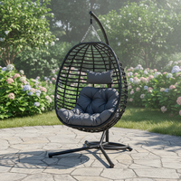 Fauteuil suspendu moderne en rotin pliable - Chaise de salon individuelle pour balcon, jardin, terrasse et salle de sport