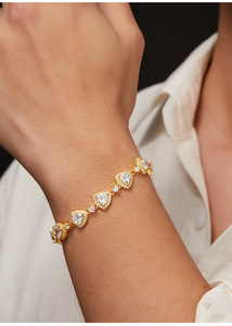 18k gold plated moissanite luxury geometric tennis <b>bracelet</b> baguette cut unisex jewelry prong setting wedding <b>bracelet</b> - Product Image 4