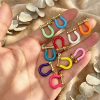Fermoir manille en laiton plaqué or 18 carats avec émail coloré, petit format, résistant au ternissement, pour la création de colliers et bracelets DIY