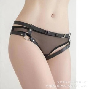 Venta directa de fábrica de pantalones de bondage sexys con cuero ecológico de PU, ropa y accesorios eróticos para adultos. - Product Image 5