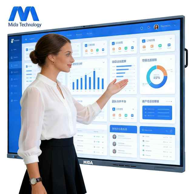 MIDA 65 75 86 Inch Android/Windows Touch Screen Interactive WhiteBoards 48MP Camera 4/8GB RAM 32/128GB 4K Display Smart Board