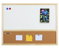 Tableau blanc et tableau en liège combinés 18" x 24" pour usage domestique ou professionnel, avec cadre en bois