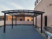 Abri de jardin/garage moderne de luxe en alliage d'aluminium pour 3 voitures, avec toit en arche et protection UV, abri de pluie extérieur
