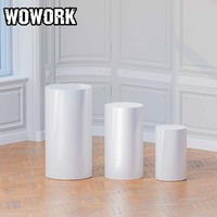 WOWORK Promotion : Support de toile de fond circulaire en métal blanc pour mariage, présentoir à gâteaux et bonbons pour décoration de fête de mariage