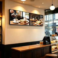 Écran LCD numérique de 49 pouces, luminosité 1000 nit, pour menu numérique mural, affichage numérique à cadre étroit, système d'exploitation Android Windows, pour restauration rapide