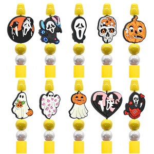 Usine En Gros Spot DIY Stylo À Bille Halloween Perles Boucles Charmes PVC Doux Patch Perforé Perles Stylo Focal Perles - Product Image 1