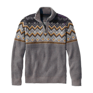 Fabrika Özel Tasarım İzlanda Norveç Kar Tanesi Jakarlı Yarım Fermuarlı Yüksek Yaka Polyester Erkek Süveteri İskandinav Kışlık Örme - Product Image 1