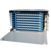 Rak Distribusi Serat Optik Profesional 12 24 48 96 144 Core Port, Kotak Terminasi Baja Canai Dingin 19 Inci, ODF Rak Mount