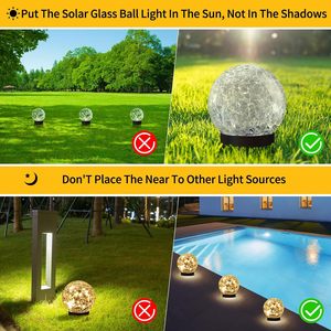 <span class=keywords><strong>Bola</strong></span> de cristal agrietada para jardín, luces solares impermeables, luces de globo solares para exteriores, bolas solares para exteriores - Product Image 6
