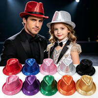 Sombrero de Jazz con Lentejuelas, Sombrero Fedora Brillante, Sombrero para Espectáculos de Danza, Accesorio de Disfraz para Espectáculos, Sombrero Brillante para Fiestas, para Adultos y Niños