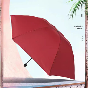 Solid Color High Density Pongee Three Fold <b>Umbrella</b> Manual Folding UV Resistant Gift <b>Umbrella</b> Advertising <b>Umbrella</b> - Product Image 2