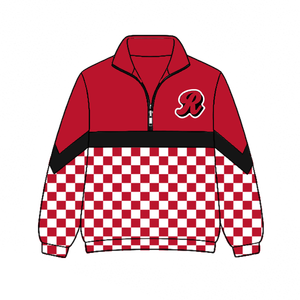 Veste de survêtement homme XY0622 personnalisée à col montant et demi-zip, motif damier, coupe-vent sport à blocs de couleur et patchwork - Product Image 4