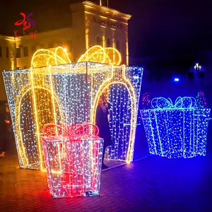Factory Shopping Mall commercial use indoor outdoor large arch 3d led gift box present christmas ornaments navidad motif lights