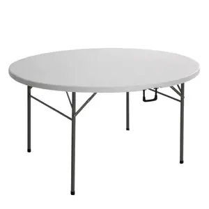 Plastic White Outdoor Camping Foldable 60 Inch Fold In Half Round Folding Table
