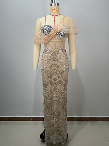 A10592 Migugarment فاخر مكشوف الكتفين فستان حفلة موسيقية عالي الجودة مطرز بالترتر حجر الراين الدانتيل قماش فستان زينة - Product Image 2