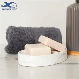 Manufacturer Supplier Yozeal New Multiple Types Textured Natural Marble Rounded Soap Holder Dish For Bathroom Accessories