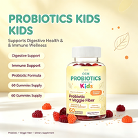 Probiotiques Gommes pour Enfants 60 Unités Probiotiques Fibres Végétales Saveur Baies OEM Complément Alimentaire Soutien Digestif et Immunitaire Fabriqué en Chine