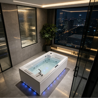 Baignoire à hydromassage haut de gamme avec rideau d'eau réglable, chauffage thermostatique, idéale pour les villas privées et les suites de complexes hôteliers