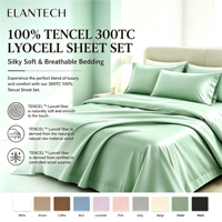 Parure de draps ajustés de luxe en Lyocell, rafraîchissante toutes saisons, couleur unie, moderne, 300 fils, garnissage en soie, taille King, 4 pièces