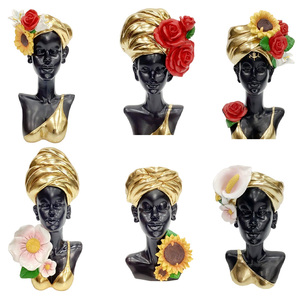 Donna africana statua in resina artigianato nero signora scultura elegante decorazione per la casa ufficio decorazione decorazione arte regalo per le donne - Product Image 1