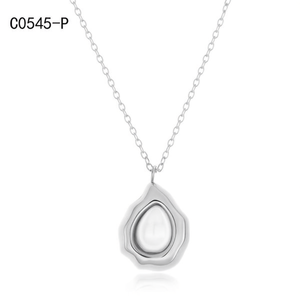 Collar con Colgante Amy Amy de Acero Inoxidable Plateado con Imitación de Perla en Forma de Gota de Agua, Estilo Clásico, Joyería para Mujer, Regalo - Product Image 3