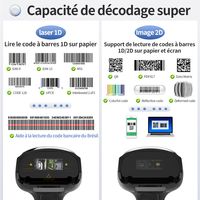 Lecteur de codes-barres sans fil Xincode 1D 2D, scanner de codes QR USB filaire, pistolet de lecture pour supermarchés, magasins de détail et entrepôts