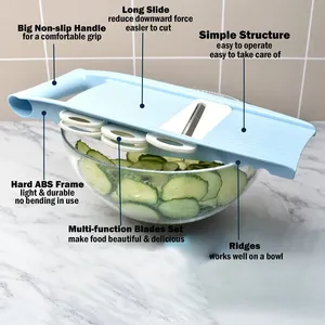 5-Piece Mandoline <b>Vegetable</b> Slicer & Cutter Manual Kitchen <b>Tool</b> with Multi-Blade Stainless Steel Blades Easy to Clean - Product Image 4
