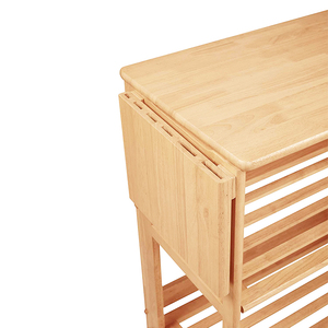 Tự Nhiên Rắn Tre Tiện Ích Giỏ Hàng Với 4 Bánh Xe Và Ba Lớp Đứng Loại Cài Đặt Cho Nhà Bếp Phòng Khách Thực Phẩm Sử Dụng - Product Image 3