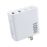 Chargeur intelligent USB-C haute puissance 100W, adaptateur de voyage 4 ports pour Macbook, blanc, noir - Charge rapide pour téléphone, ordinateur portable, mobile 5A