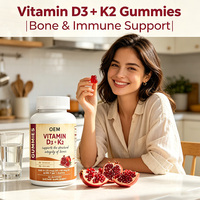 Gummies Vitamine D3 Plus K2, 60 Gummies, Soutient l'Intégrité Structurelle des Os, Formule OEM MK-7, Complément Alimentaire avec D3 par Gummy