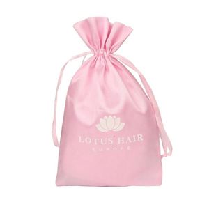 Sacs cadeaux de mariage en satin de luxe personnalisés pour perruques, sacs anti-poussière en satin, sacs à cordon en satin pour bijoux – Vente en gros - Product Image 1
