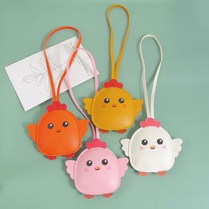 Wholesale Activity Gift Promotion Carabiner <b>Keychain</b> Cute Animal <b>Anime</b> Design Handmade Pu Leather Kawaii Chick High Quality - Product Image 2