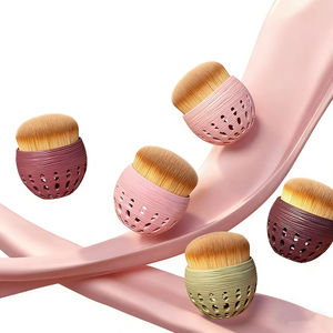 Pinceau à poudre synthétique YRX, couleur personnalisable, avec virole en aluminium et manche en bois, pour l'application de mascara - Product Image 1