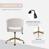 Chaises de bureau confortables et personnalisables en tissu beige pour salon, chambre, bureau, coiffeuse et bureau à domicile, avec roulettes pivotantes réglables