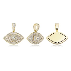 Messing <span class=keywords><strong>Gold</strong></span> Silber Rosé<span class=keywords><strong>gold</strong></span> Herren-Halskette Allsehendes Auge Anhänger Kubisches Zirkonia Voll Besetzt Iced Out Seilkette Hip-Hop Schmuck Geschenk - Product Image 3