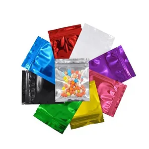 Bolsa plana de papel de Mylar con autosellado personalizado, bolsa con cremallera para comida, aperitivos, café, caramelo, té en polvo, regalo de Navidad, bolsas de papel de aluminio