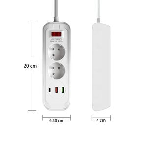 USBポート付きポータブルエクステンションコード、オーバーロード保護付きフランス標準電源ソケット、3 USB付きマルチアウトレットパワーストリップ - Product Image 3